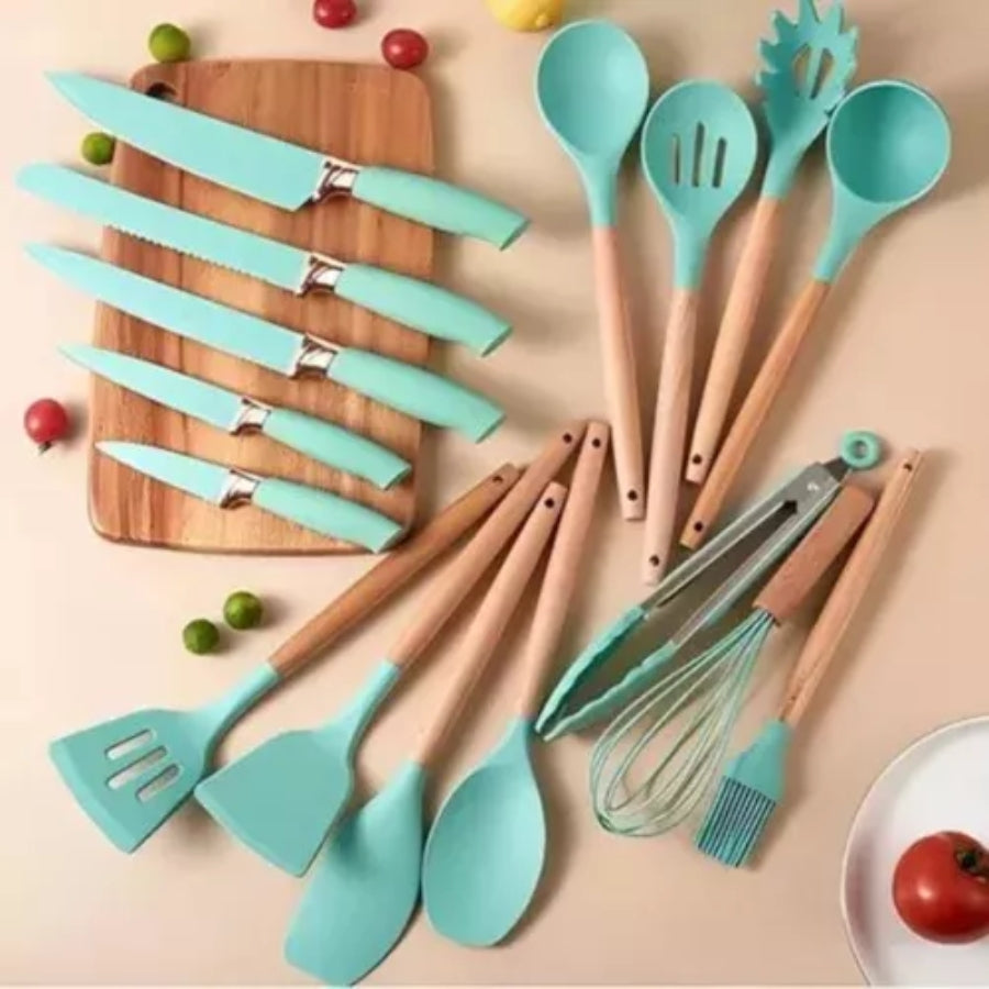 Juego de 19 Utensilios de Cocina de Silicona – ¡Todo lo que necesitas!