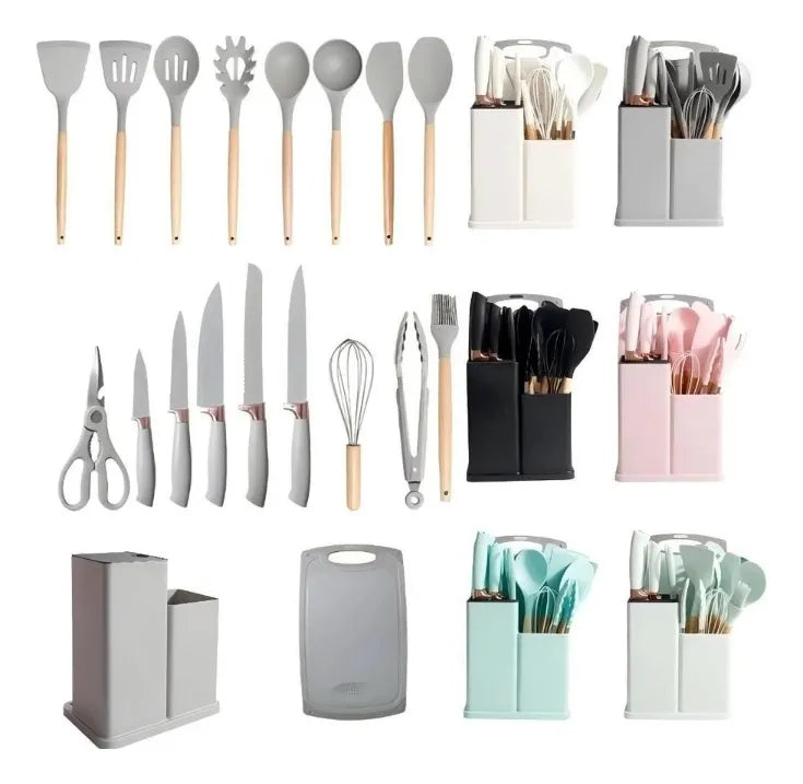 Juego de 19 Utensilios de Cocina de Silicona – ¡Todo lo que necesitas!